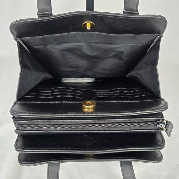 Hillard & Hansen Leather Shoulder Bag Black Card Holder Snap & Zipper Closures - Picture 9 of 16